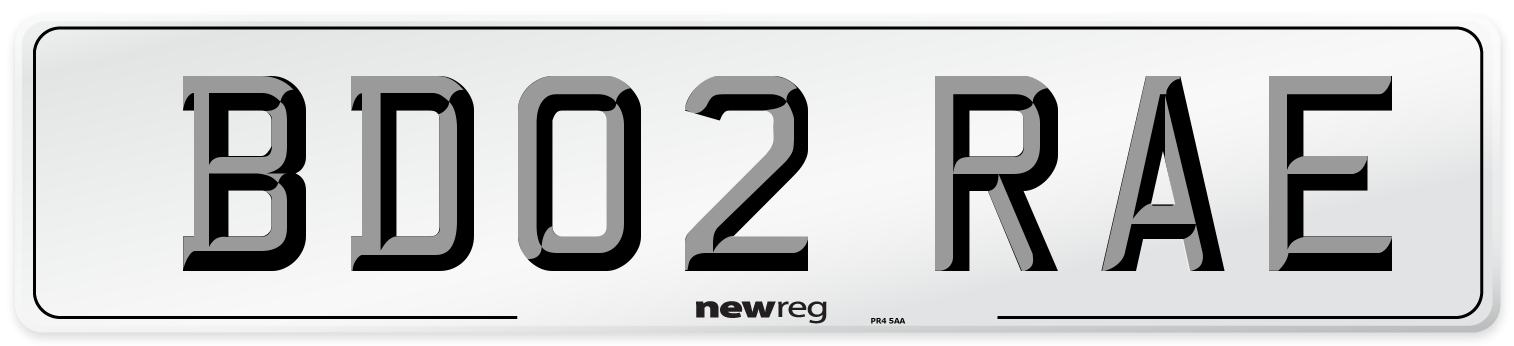 BD02 RAE Number Plate from New Reg